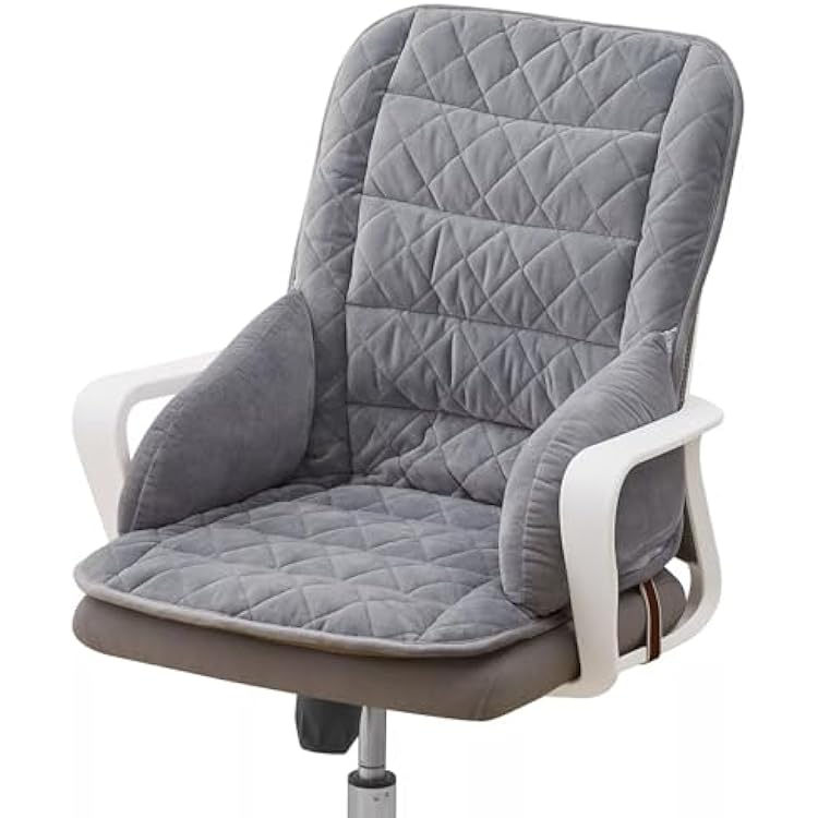 Quilted Office Chair Cushion Set with Thick Padding Universal Fit for Desk, Gaming, and Dining Chairs Light Gray